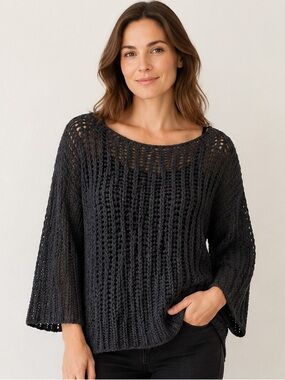 Pistache Italy Open Knit Mohair Alpaca Sweater L/XL